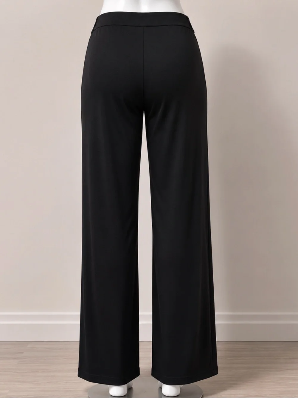 Relaxed Black Wide-Leg Pull-On Pants for Women
